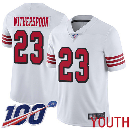 San Francisco 49ers Limited White Youth Ahkello Witherspoon NFL Jersey #23 100th Season Vapor Untouchable->youth nfl jersey->Youth Jersey